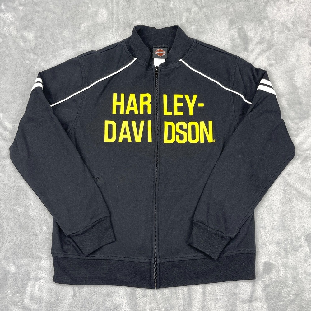 Harley-Davidson Motorcycle Track Jacket Boys 12/14‎ Black Activewear Full Zipper